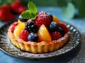 a fruit tart on a plate