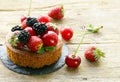 fruit tartlet on a wooden table