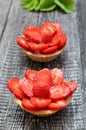 Fruit tartlets with fresh strawberries Royalty Free Stock Photo