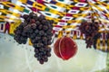 fruit tasty and fresh wine are sweet, mediterranean grapes. grapes hang in a traditional Uzbek dwelling. purple grapes hanging at
