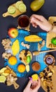 fruit tea made from different fruits. dried apricots, raisins, mango, papaya, prunes, banana. Vertical photo Royalty Free Stock Photo