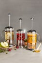 Fruit Tea Mix such as Apple, Raspberry and Sea Buckthorn Teas Royalty Free Stock Photo