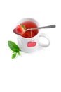 Fruit tea with strawberry as teabag Royalty Free Stock Photo