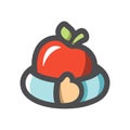 Fruit Teft Apple Hug Vector icon Cartoon illustration