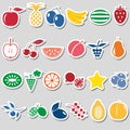 Fruit theme color simple stickers icons set eps10