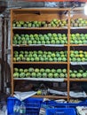 Fruit traders displayed Mangos for sale at the wholesale mango market in Dhaka, Bangladesh