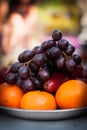 Fruit in tray with orange , grapes and rose apple Royalty Free Stock Photo