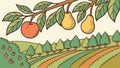 Fruit Tree with Pears & Apples, vector design Generative AI Royalty Free Stock Photo