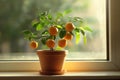 Fruit Tree Sunlit Window Decor Royalty Free Stock Photo