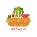 Fruit and vegetable basket flat illustration. Part four.