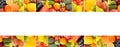 Fruit and Vegetable Collage Border with Wide Central Copy Space Royalty Free Stock Photo