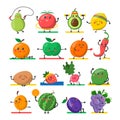 Fruit and vegetable doing sport exercise vector isolated Royalty Free Stock Photo