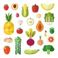 Fruit and vegetable flat style vector set. Part two.