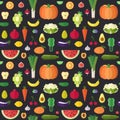 Fruit and vegetable flat vector seamless pattern. Part one. Royalty Free Stock Photo