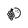 Coconut and Grape Fruit Vegetable Food Monoline Symbol Icon Logo for Graphic Design, UI UX, Game, Android Software, and Website. Royalty Free Stock Photo