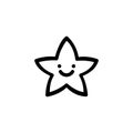 Smiling Starfruit Fruit Vegetable Food Monoline Symbol Icon Logo for Graphic Design, UI UX, Game, Android Software, and Website.