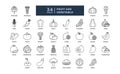 Fruit and vegetable fresh natural salad tropical grocery food detailed thin line outline icon set. simple vector illustration