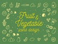 Fruit And Vegetable Icons Design Set.Vector Illustration. Royalty Free Stock Photo