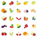 Fruit and vegetable icons set, isometric style Royalty Free Stock Photo