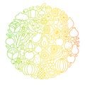 Fruit Vegetable Line Icons Circle