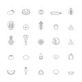 Fruit and vegetable outline icon set. Part one. Royalty Free Stock Photo