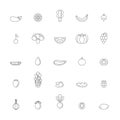 Fruit and vegetable outline icon set. Part two. Royalty Free Stock Photo