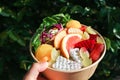 fruit and vegetable salad or orange, dragon fruit and lettuce salad