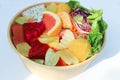 fruit and vegetable salad or orange, dragon fruit and lettuce salad