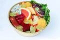 fruit and vegetable salad or orange, dragon fruit and lettuce salad