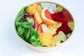 fruit and vegetable salad or orange, dragon fruit and lettuce salad