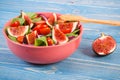 Fruit and vegetable salad with wooden fork, concept of healthy lifestyle and nutrition Royalty Free Stock Photo