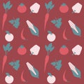 Fruit and Vegetable Seamless Flat Vector Pattern