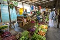 Fruit and vegetable sellers at the Jaffna market in Sri Lanka.