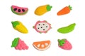 Fruit and vegetable shaped gummy candy Royalty Free Stock Photo