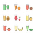 Fruit and vegetable smoothie (juice) in glasses vector concept. Menu element for cafe or restaurant. Healthy drink.