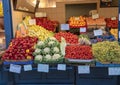 Fruit and vegetable stall, I Szamu Varcsarnok Central Market Hall, Budapest, Hungary Royalty Free Stock Photo