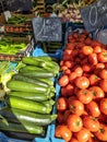 Fruit and vegetable stall on a market Royalty Free Stock Photo