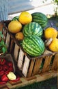 Fruit and vegetable stall at market Royalty Free Stock Photo