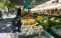 Fruit and vegetable stall in the outdoor market Royalty Free Stock Photo