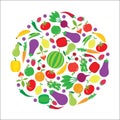 Fruit and vegetable vector circle background. Royalty Free Stock Photo