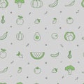 Fruit and vegetable vector seamless pattern with abstract elements. Healthy food design Royalty Free Stock Photo
