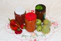 fruit and vegetable winter food, food prepared in autumn, traditional Balkan dishes, ajvar, ljutenica, jam