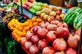 Fruit and vegetables apples oranges tomatoes tangerines-melons Royalty Free Stock Photo