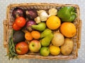 Fruit and Vegetables in a basket Royalty Free Stock Photo