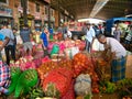 Fruit and vegetables being traded at the Dambulla Economic Centre - the largest vegetable and fruit wholesale market in Sri Lanka Royalty Free Stock Photo