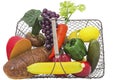 Fruit vegetables bread basket isolated Royalty Free Stock Photo