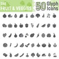 Fruit and Vegetables glyph icon set, vegetarian .