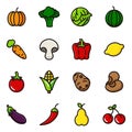 Fruit and vegetables icon set Royalty Free Stock Photo