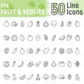 Fruit and Vegetables line icon set, vegetarian
