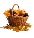 Fruit and vegetables, lying in basket, isolated Royalty Free Stock Photo